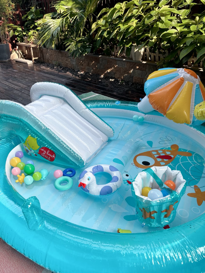 Gator Inflatable Kiddie Pool with Slide & Water Play - MyToys