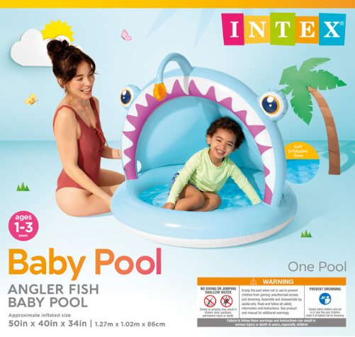 Angler Fish Baby Pool - Cute Inflatable Kiddie Pool - MyToys