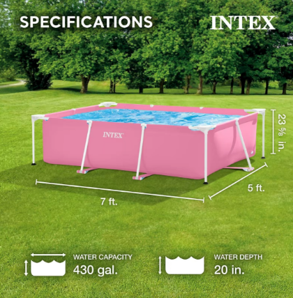 8ft Pink Metal Frame Round Kids Swimming Pool - MyToys